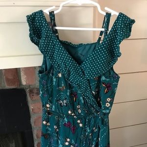 Very cute teal floral/polka dot dress!